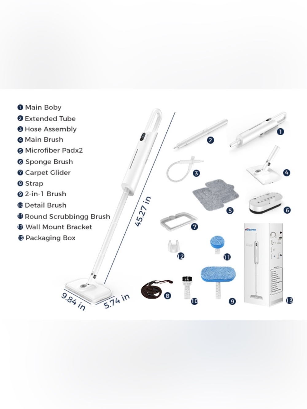 Mxnsewr Steam Mop-
Cleaner - All-in-One MultiPurpose Steam Cleaner